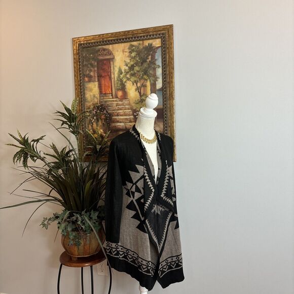 Staccato Woman S Cardigan Tribal Aztec Southwest Southern Boho Long Sleeve Open - Picture 6 of 11